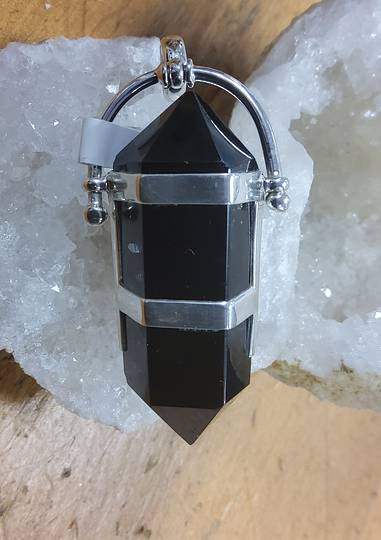 Sterling Silver Double Mounted Obsidian Pendant
